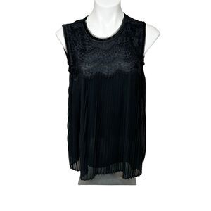 Loft NWOT black accordion pleated sleeveless top size M